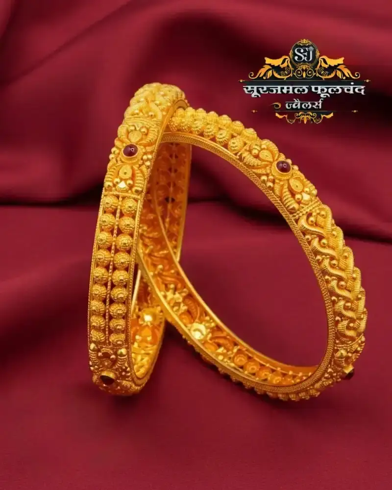 2 Piece Fancy Kangan Gheru Finish — rose-gold kangan Kolhapur