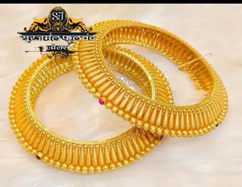2 Piece Broad Antique Kangan — gold kangan Kolhapur antique finish