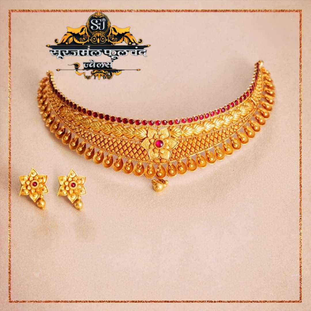 Chokar Antique gold choker Maharashtra — Surajmal Fulchand Jewellers design 1