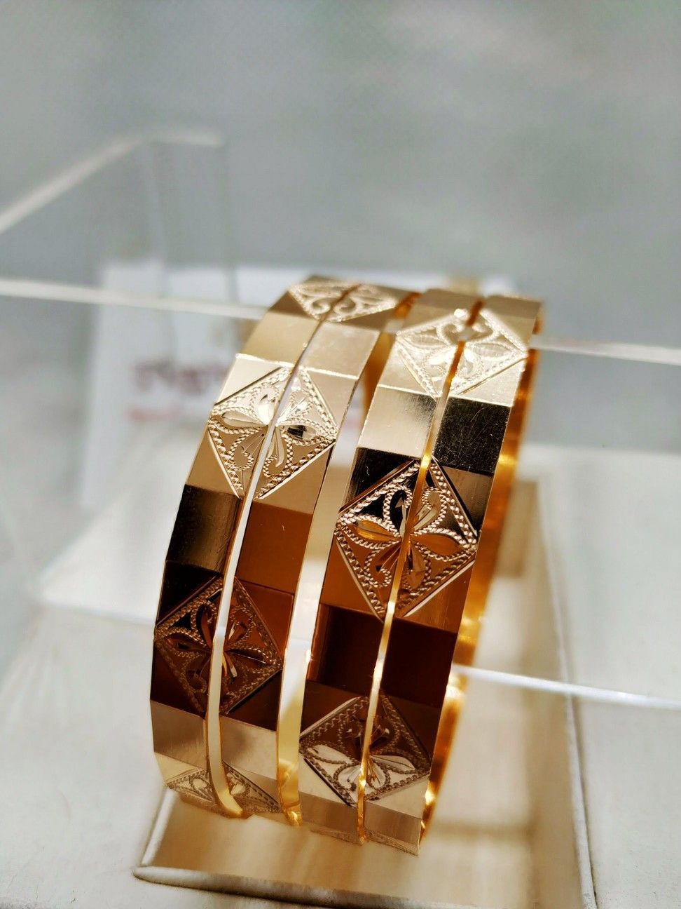 Patali flat gold bangles Kolhapur — Surajmal Fulchand Jewellers design 1