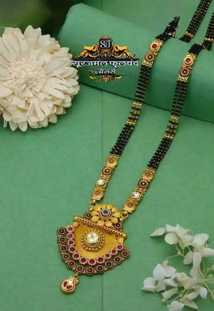 Antique Jadau Mangalsutra 22K gold Kolhapur