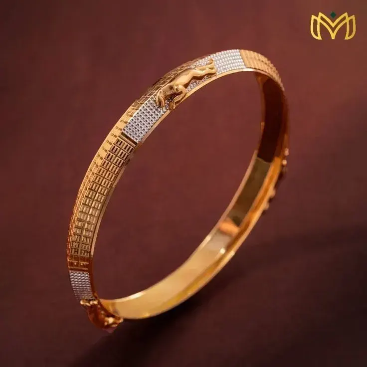 Fancy gold kada for men design 3