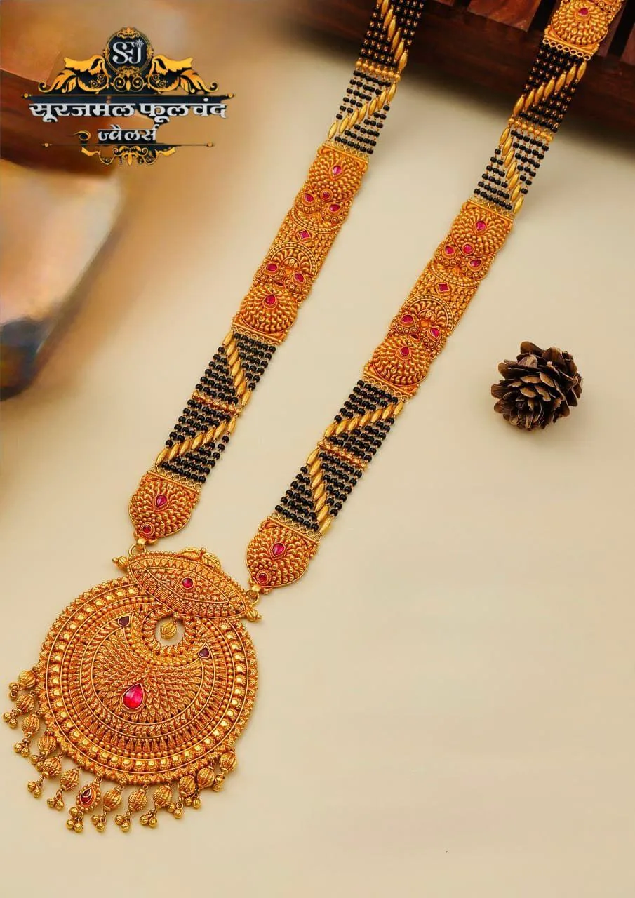 Fancy Mangalsutra gheru finish 22K gold design 2