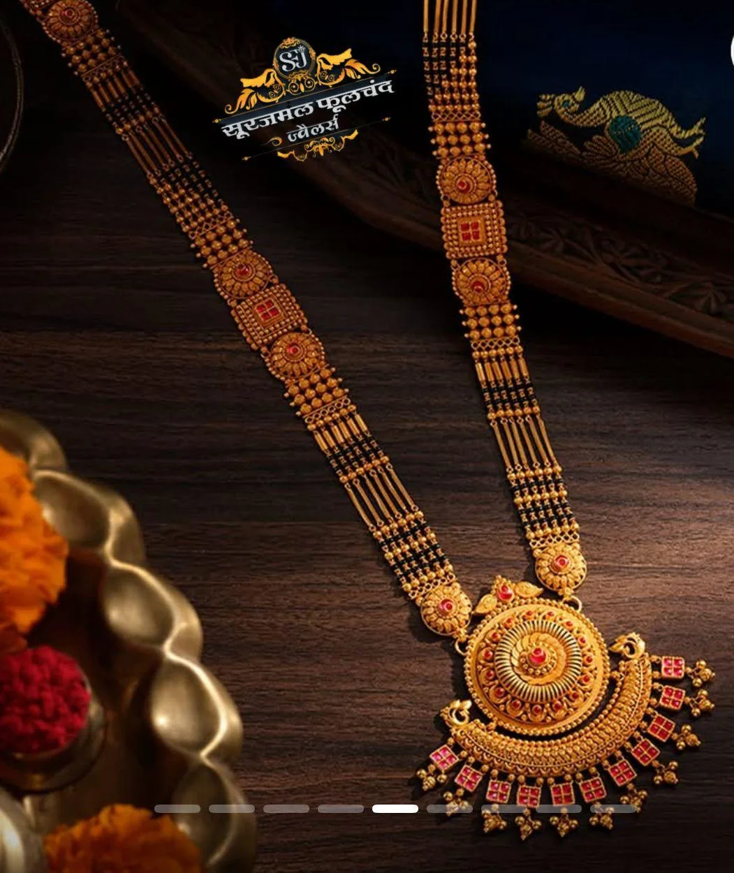 Fancy Mangalsutra gheru finish 22K gold design 3