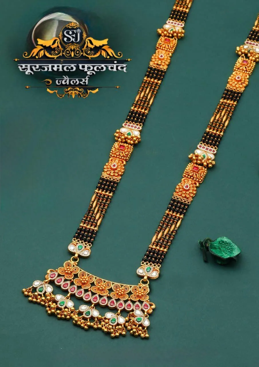 Fancy Mangalsutra gheru finish 22K gold design 4