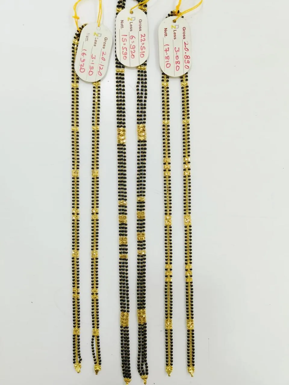 Fancy Mangalsutra yellow gold 22K Kolhapur design 1