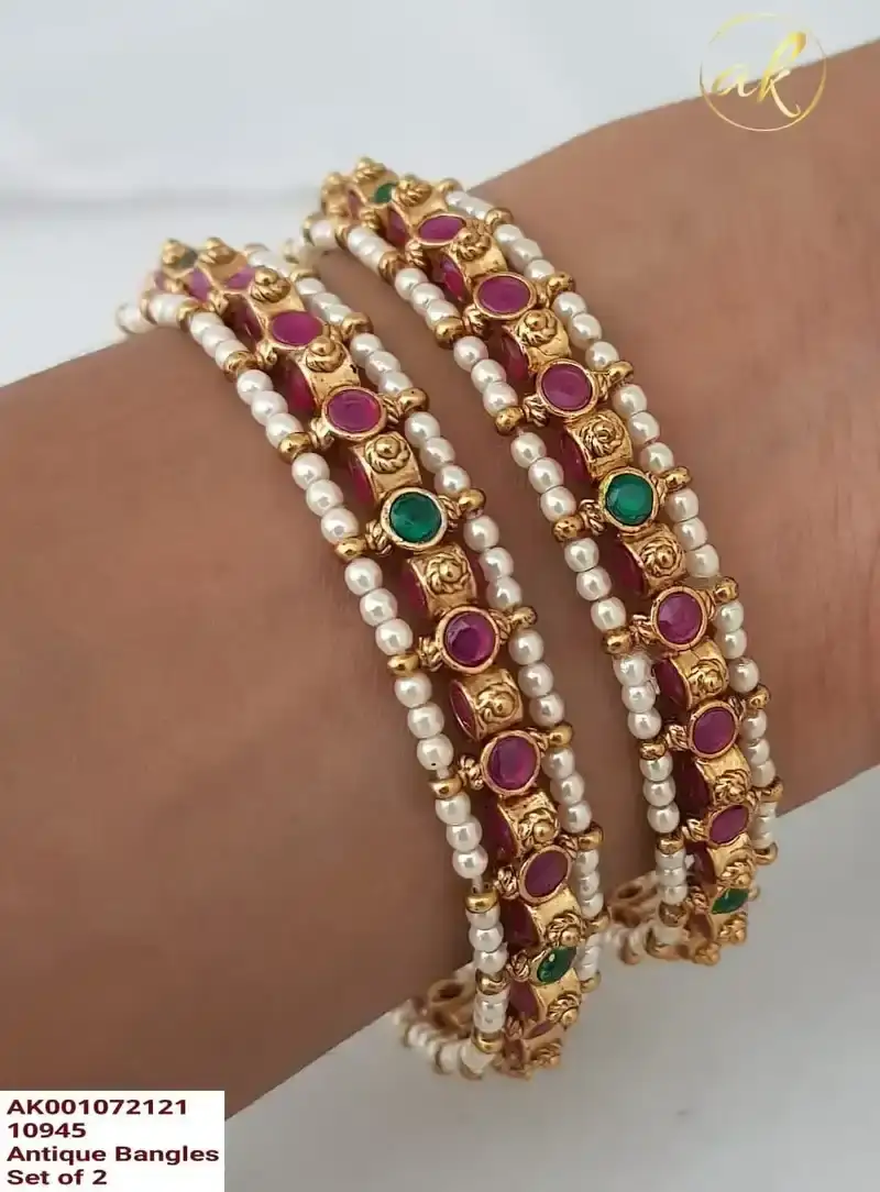 Jadau Bangals 22K gold Kolhapur design 2