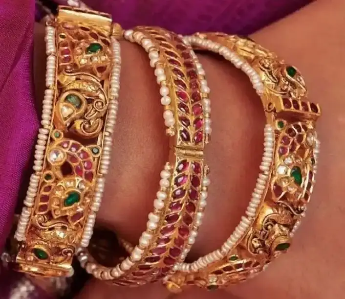 Jadau Bangals 22K gold Kolhapur design 6